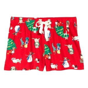 Christmas Pets Red Flannel Sleep Lounge Shorts Woman's Size XL JJ1767